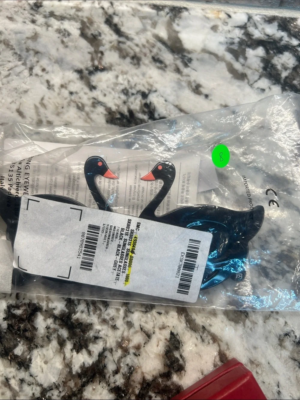 Stella McCartney Black Swan Kids Sunglasses with Pink Beak Accents NWT